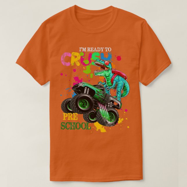 Camiseta Crujiente camión de monstruos de dinosaurios prees (Diseño del anverso)