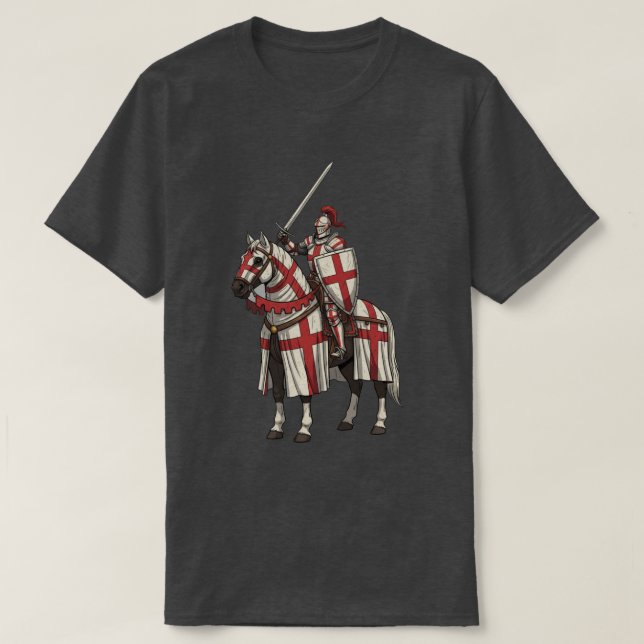 Camiseta Crusader Knight sobre el caballo de guerra (Diseño del anverso)