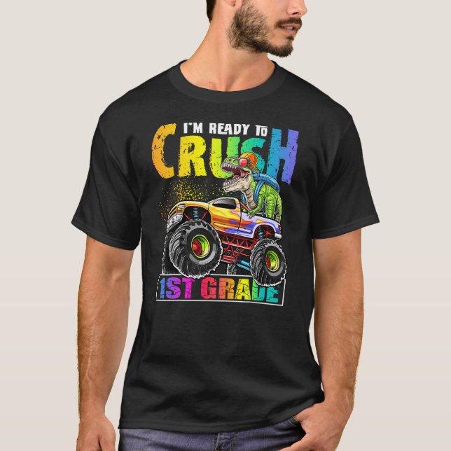 Camiseta Crush 1st Grade Dinosaur Monster Truck Back to Sch (Anverso)