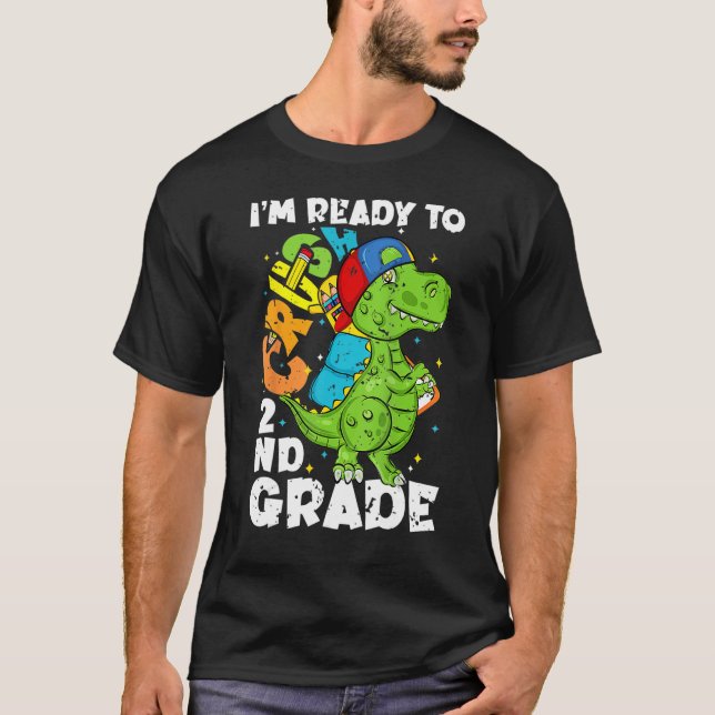 Camiseta Crush 2nd Grade Rex Dinosaur Back To School Boys K (Anverso)