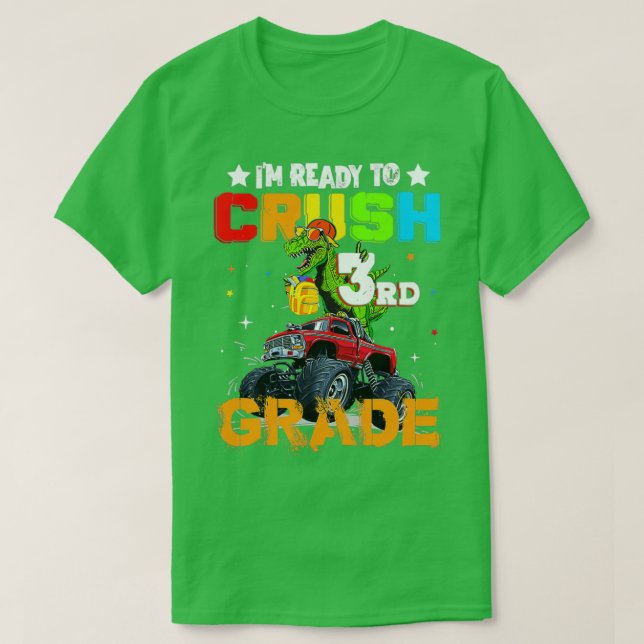 Camiseta Crush 3rd Grade Dinosaur Monster Truck (Diseño del anverso)