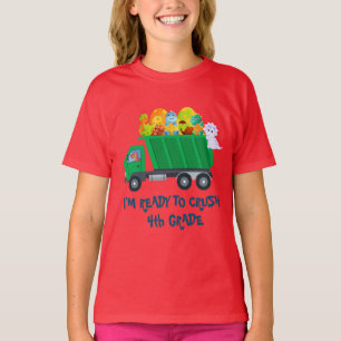 Camiseta Crush 4º Grado Fun dinosaurio huevo camión de basu