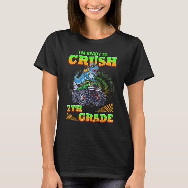 Camiseta Crush 7th Grade Dinosaur Back To School For Teache (Anverso)