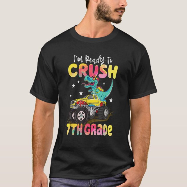 Camiseta Crush 7th Grade Dinosaur Monster Truck Back To Sch (Anverso)