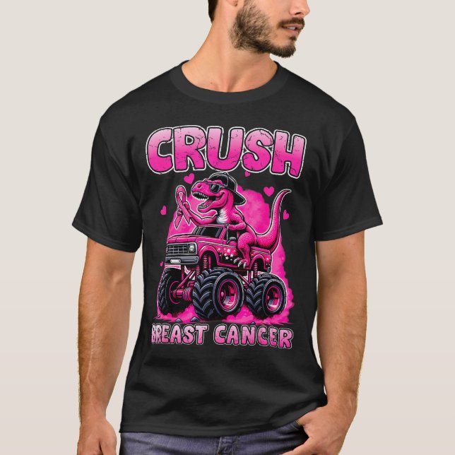 Camiseta Crush Breast Cancer Awareness T Rex Monster Truck  (Anverso)