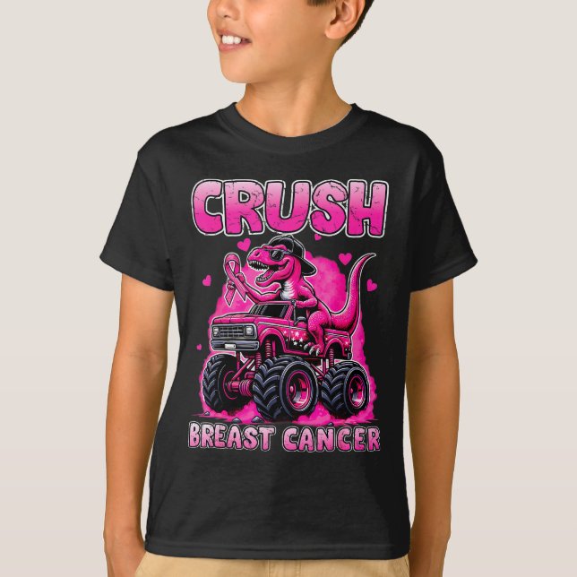 Camiseta Crush Breast Cancer Awareness T Rex Monster Truck  (Anverso)