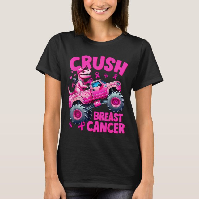 Camiseta Crush Breast Cancer Nk T-rex Dinosaur Monster Truc (Anverso)