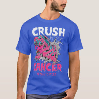 Camiseta Crush Cancer Dinosaur On Truck Breast Cancer Aware