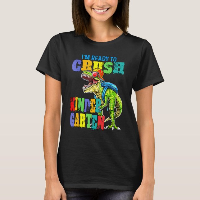 Camiseta Crush Crush Kindergarten Dinosaur Rex Boy de vuelt (Anverso)