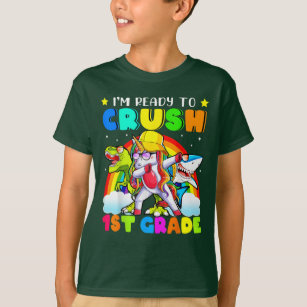 Camiseta Crush Dinosaur Shark Funny de 1º Grado Unicornio