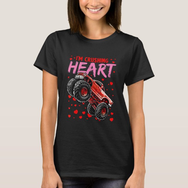 Camiseta Crush Hearts Monster Camión Gracioso Niños Valen (Anverso)