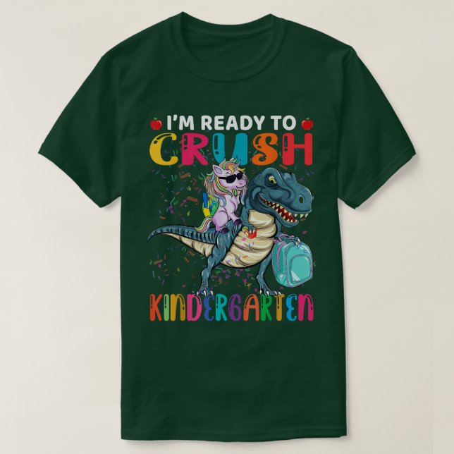 Camiseta Crush Kindergarten Cute Unicornio T Red Back T (Diseño del anverso)