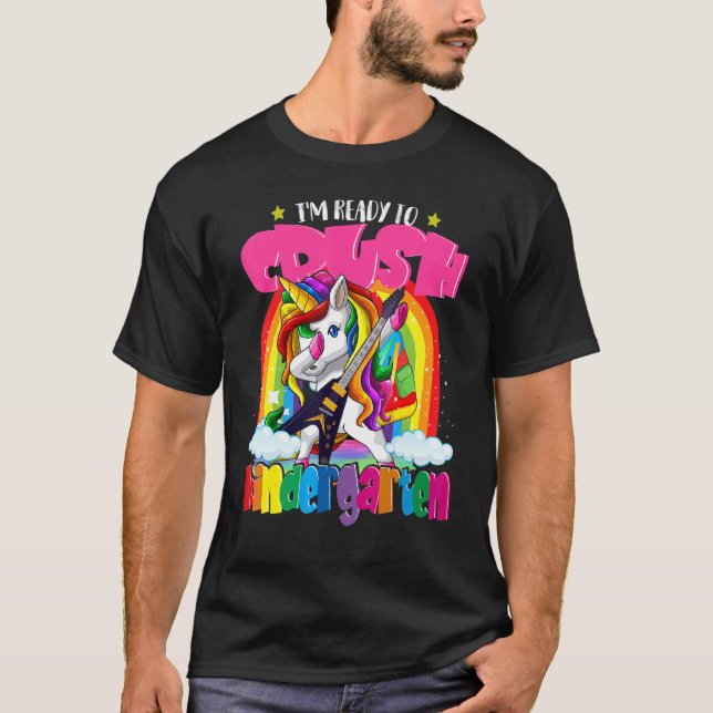 Camiseta Crush Kindergarten Dabbing Unicorn De Vuelta A La  (Anverso)