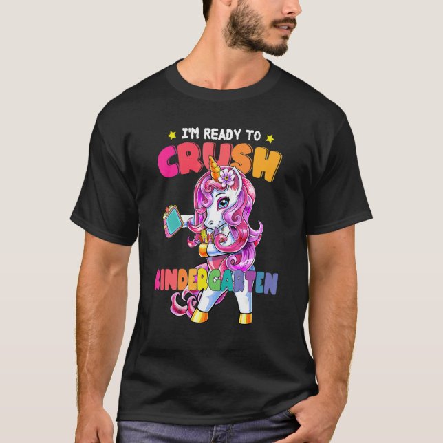 Camiseta Crush Kindergarten Dabbing Unicorn De Vuelta A La  (Anverso)