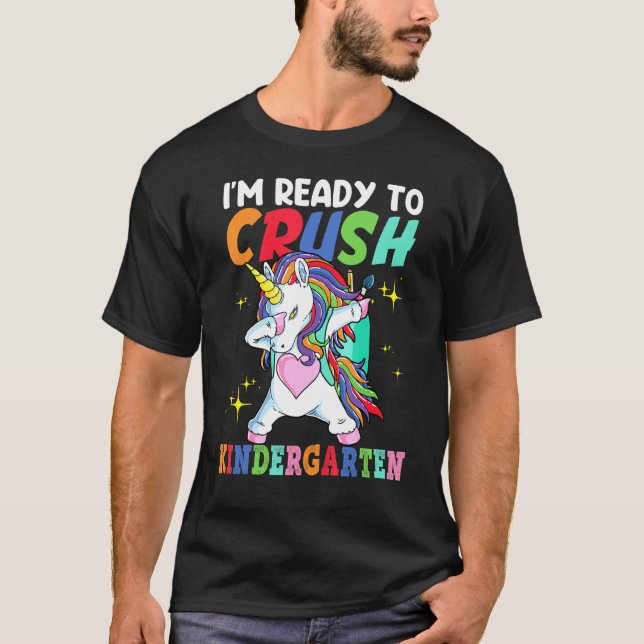 Camiseta Crush Kindergarten Dabbing Unicorn De Vuelta A La  (Anverso)