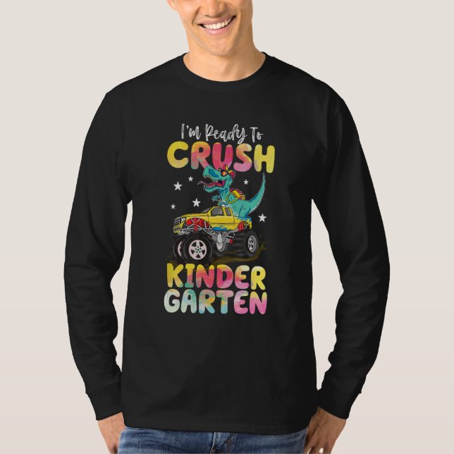 Camiseta Crush Kindergarten Dinosaur Monster Truck Back To  (Anverso)