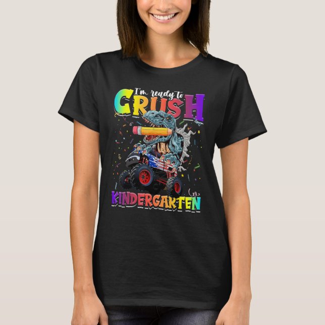 Camiseta Crush Kindergarten Dinosaur Monster Truck Back to  (Anverso)