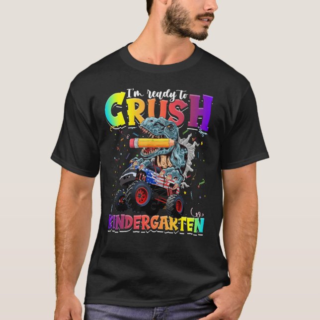 Camiseta Crush Kindergarten Dinosaur Monster Truck Back to  (Anverso)