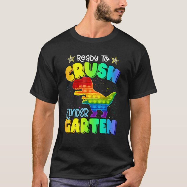 Camiseta Crush Kindergarten Dinosaur Pop It Fidget Back to (Anverso)