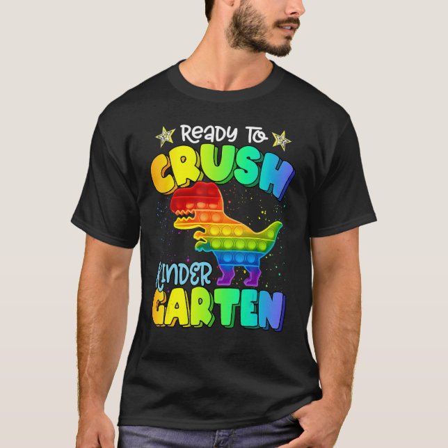 Camiseta Crush Kindergarten Dinosaur Pop It Fidget Back to (Anverso)