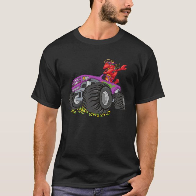 Camiseta Crush Mardi Gras Crawfish Monster Truck  Toddler B (Anverso)