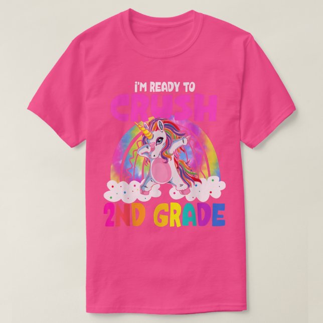 Camiseta Crush Second 2nd Grade Dabbing Unicorn Back to Sch (Diseño del anverso)