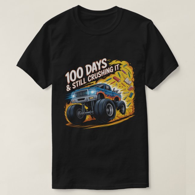 Camiseta  Crushed 100 Days of School Monster Truck Shirt Bo (Diseño del anverso)