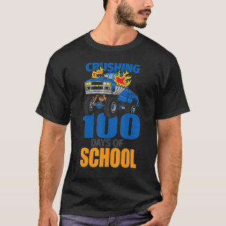 Camiseta Crushing 100 Days Of School Cool Boys Monster Truc