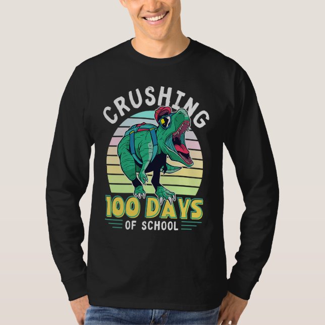 Camiseta Crushing 100 Days of School Dinosaur Rex Dino Boys (Anverso)