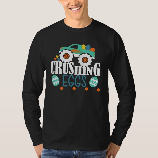 Camiseta Crushing Eggs Monster Truck Easter Bunny Boys Kids (Anverso)