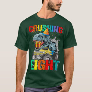 Camiseta Crushing Eight Birthday Monster Truck Dinosaur