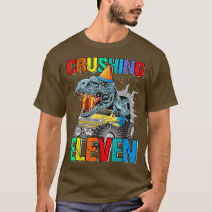 Camiseta Crushing Eleven Birthday Monster Truck Dinosaur