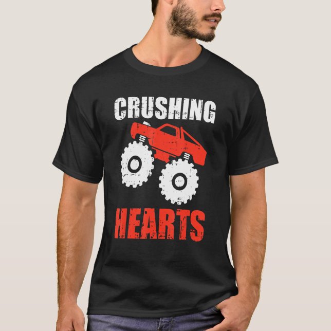 Camiseta Crushing Heart Valentines Day Cool Monster Truck L (Anverso)