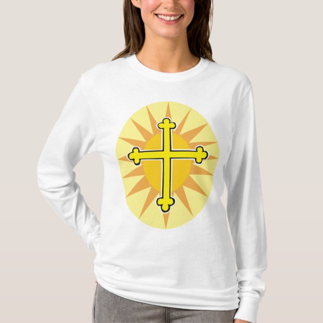 Camiseta Cruz Amarilla Bottony Explosión Solar Fe Cristiana (Anverso)