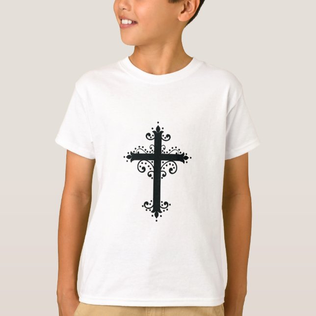 Camiseta Cruz Artística Tallada Ornamental Premium (Anverso)