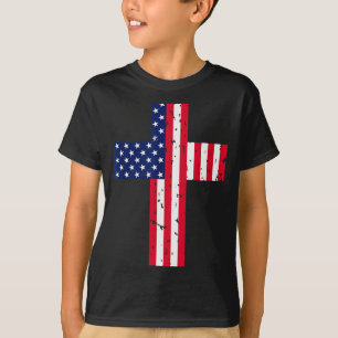 Camiseta Cruz bandera de Estados Unidos cristiana religiosa