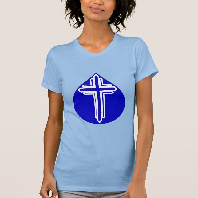 Camiseta Cruz blanca de la lágrima azul (Anverso)