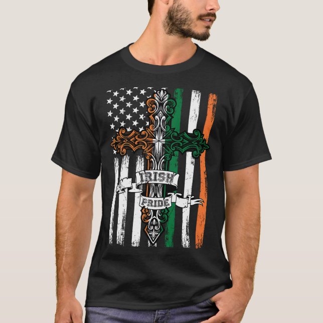 Camiseta Cruz Celta del Orgullo Irlandés, Bandera de Irland (Anverso)