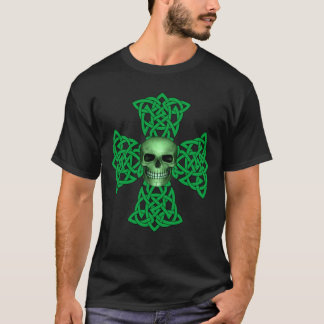 Camiseta Cruz Celta Y Orgullo Irlandés Del Cráneo Verde