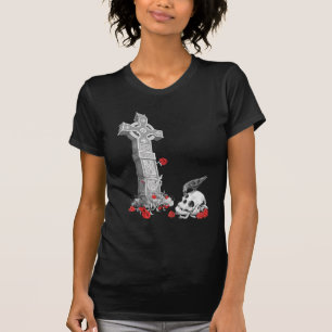 Camiseta Cruz céltica, cuervo y cráneo