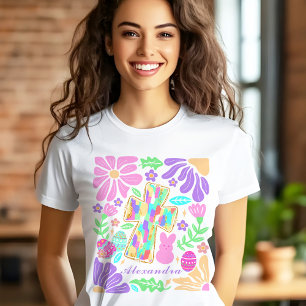 Camiseta Cruz Colorida de Jesús Pascua Nombre Personalizado