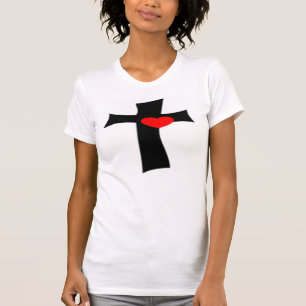 CAMISETA CRUZ CON CORAZÓN ROJO