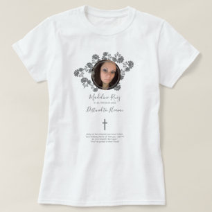 Camiseta Cruz conmemorativa floral para funeral