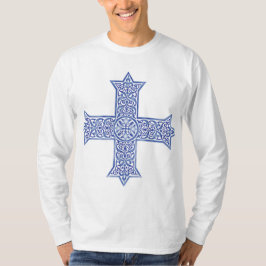 Camiseta Cruz Copta de Arte Azul Lapis Premium