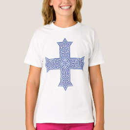 Camiseta Cruz Copta de Arte en Azul Lapis Premium