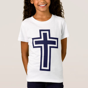Camiseta Cruz cristiana azul diferentes variantes