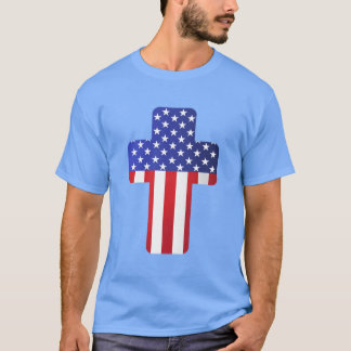 Camiseta Cruz Cristiana Bandera Americana Fe Patriótica USA