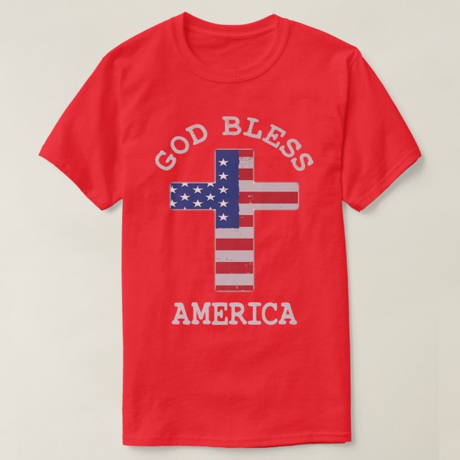 Camiseta Cruz cristiana Bandera de Estados Unidos Dios bend (Diseño del anverso)