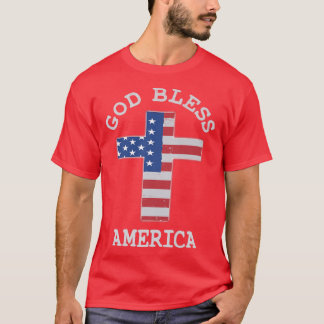 Camiseta Cruz cristiana Bandera de Estados Unidos Dios bend