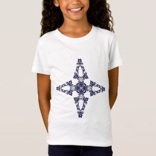 Camiseta Cruz cristiana con ornamento azul